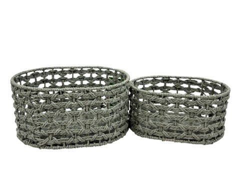 Ultimate Oval Paper Cord Shelf Basket Set with Open Weave Design